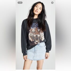 Anine Bing Tiger Sweatshirt in Charcoal/Black- Size Large
